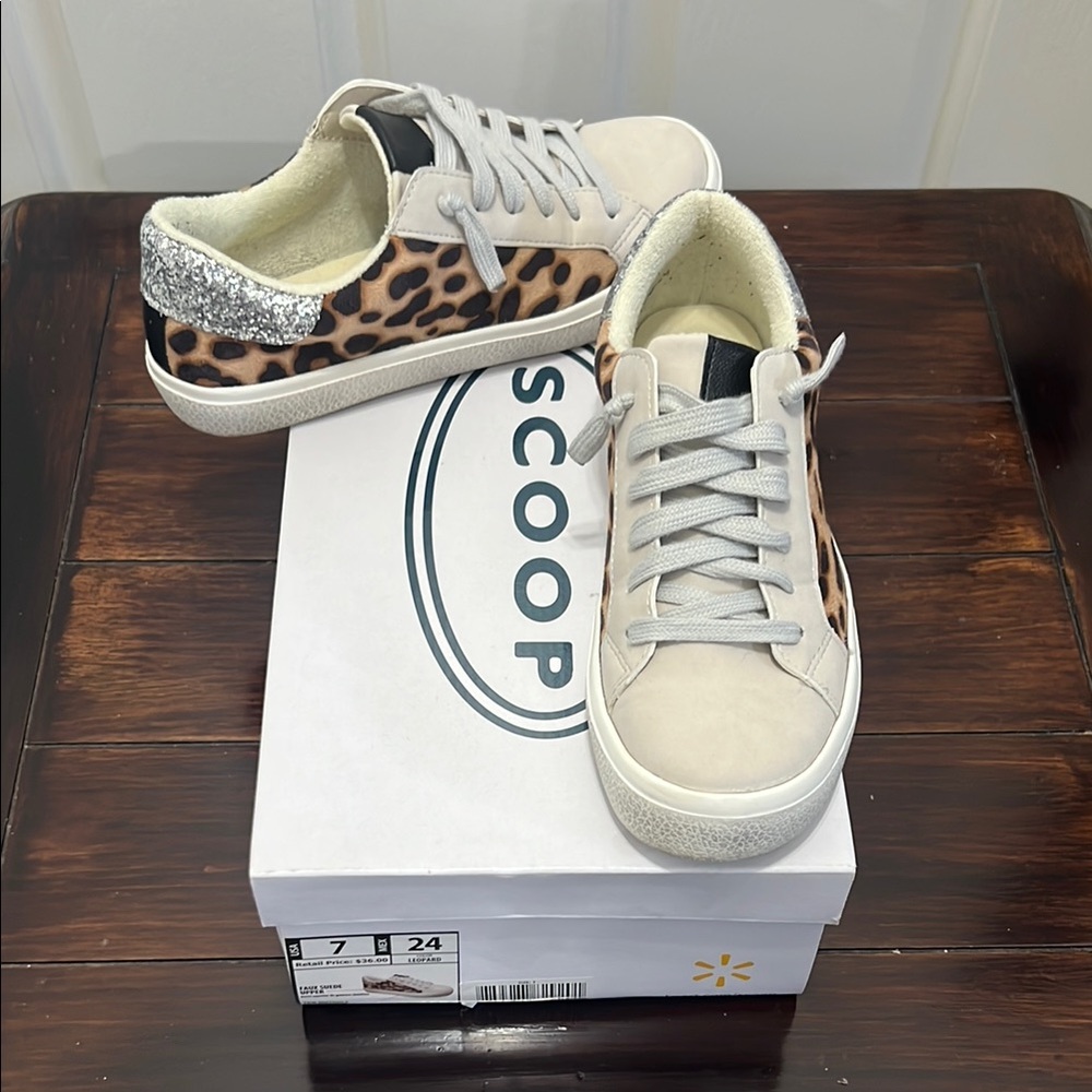 Scoop NYC Leopard Print and Glitter Sneakers